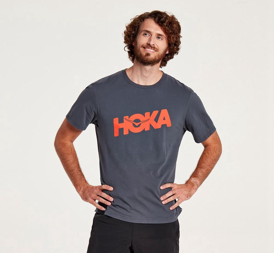 Hoka Mens Tee NZ - Hoka One One Brand Blue (AOZ372149)